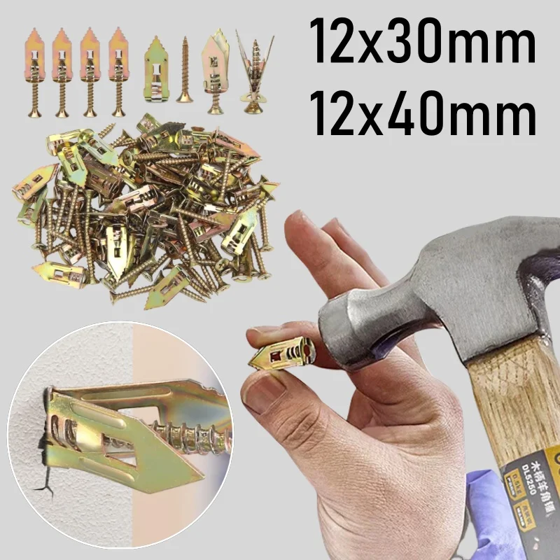 Selbstbohrende Trockenbauanker, Dehnschrauben, Gipskarton-Zementplatten-Erweiterungsnägel, 12 x 30/40 mm, Kohlenstoffstahl, verzinkt Image