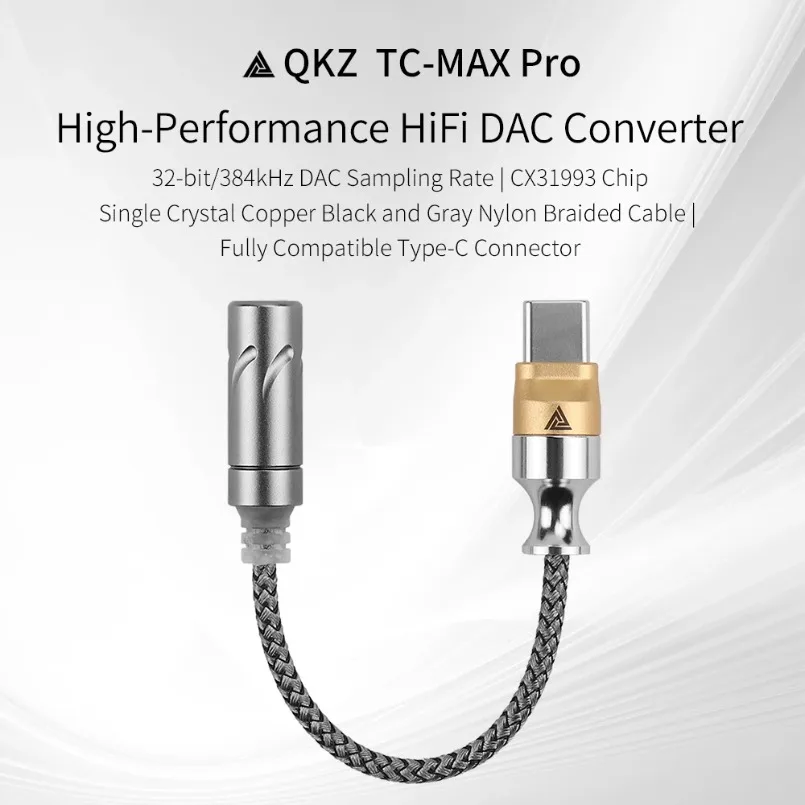QKZ TC MAX Pro Typ C auf 3,5 mm Audio-Adapterkabel CX31993 HiFi DAC Digitaldekodierung Kopfhörerverstärker für iPhone 15 16/Huawei Image