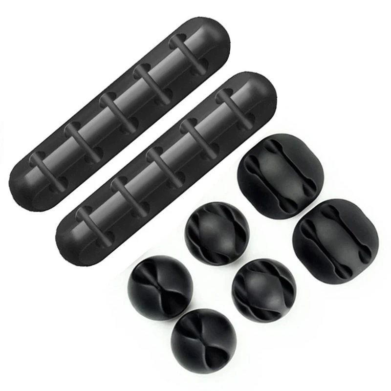 USB-Kabelhalter, weiches Silikon, flexibler Kabelaufwicklung, Draht-Organizer, Halter, Kabelmanagement-Clip für Maus, Tastatur, Netzwerkkabel Image