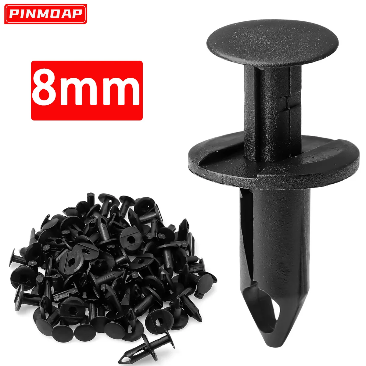 Auto Befestigungen Nylon Schwarz Push Pin Clip Körper Dekorative Panel Befestigungen Auto Tür Stoßstange Kotflügel Schnalle Kit Geeignet Für 8mm Image