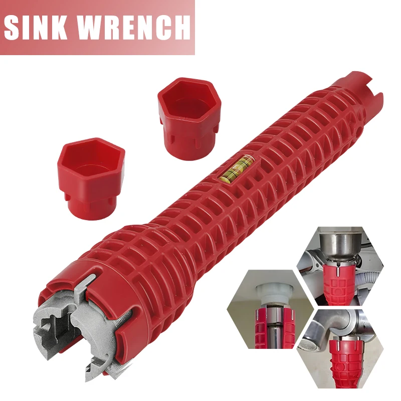 14-in-1-Multifunktions-Waschbecken-Wasserhahn-Schlüssel, Badezimmerschlüssel, Rohr, Waschbecken, spezielle Installationswerkzeuge, Sanitär-Reparatur-Werkzeuge