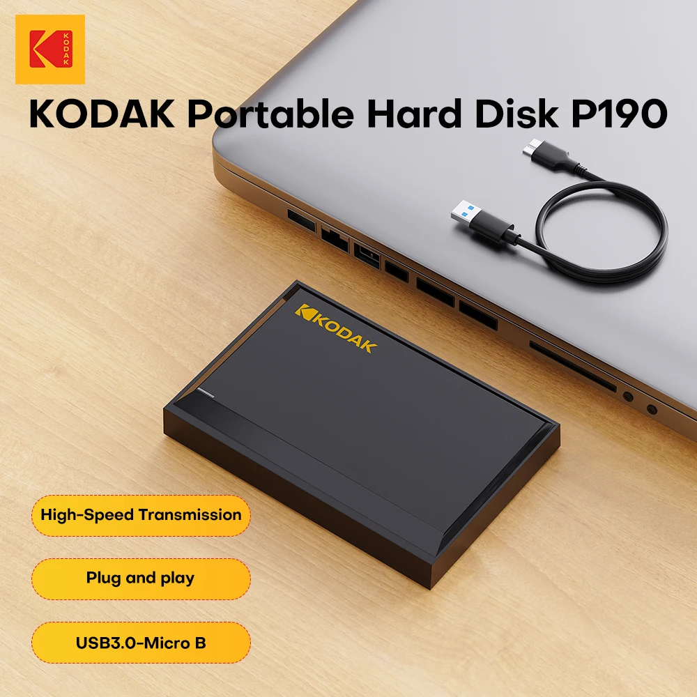 KODAK Tragbare externe Festplatte PHDD 500G/1 TB Hochgeschwindigkeitsspeicher für PC, Laptop, PS5, PS4 verzögerungsfreies Gaming und große Dateiübertragung Image