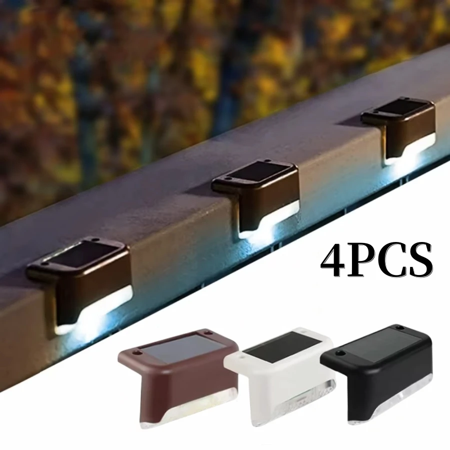 4Pcs Solar Treppen Lichter Outdoor LED Zaun Licht Garten Lampe Wasserdicht Für Treppe Hof Terrasse Geländer Pathway Nacht Beleuchtung