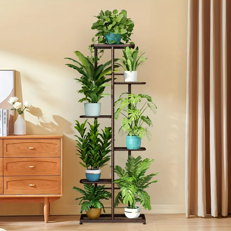 Hoher mehrschichtiger Pflanzenständer aus Topfmetall für den Innenbereich – geeignet für Wohnzimmer, Balkone und Pflanzen im Freien, Dekorationen, Wohnen Image