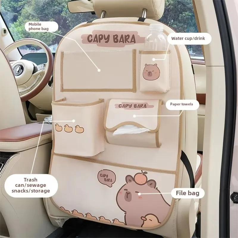 Auto-Anti-Kick-Matte, Rücksitz, Anti-Schmutz-Matte, niedlicher Auto-Rücksitz, Anti-Verschleiß-Schutzmatte für Kinder, Auto-Aufbewahrungstasche Image