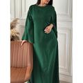 Damen Maxi Kleid Einfarbig Königsblau Blau Grün Sommer Frühling Maxi Kleid Shift Kleid Kaftan Kleider Semi Formal Formal Büro Party Reguläre Passform Schlicht Rundhals