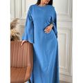 Damen Maxi Kleid Einfarbig Königsblau Blau Grün Sommer Frühling Maxi Kleid Shift Kleid Kaftan Kleider Semi Formal Formal Büro Party Reguläre Passform Schlicht Rundhals