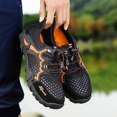 Herren Sneaker Upstream-Schuhe PU Leder Netz Atmungsaktiv Bequem Rutschfest Schnürung Schwarz Grün Khaki Sommer Frühling Image