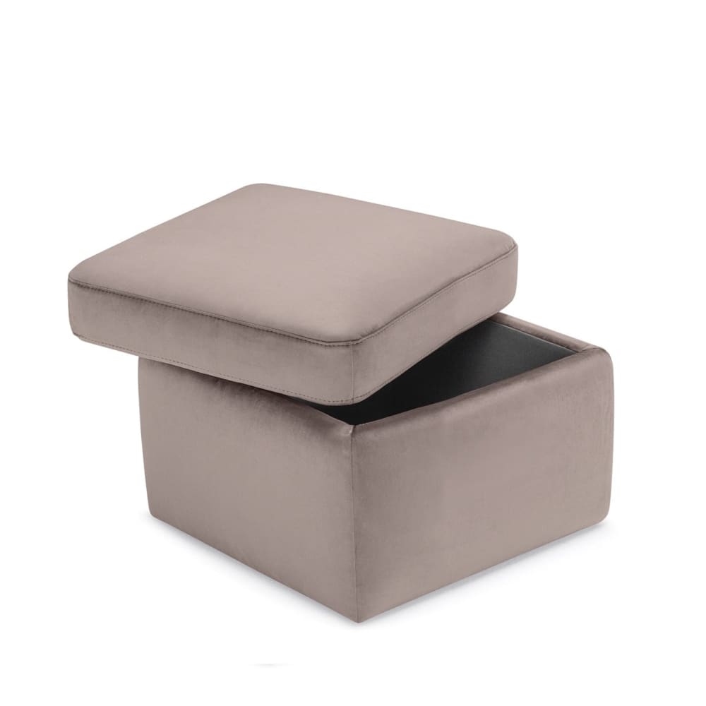 Pouf rangement fabriqué en Italie velours gris tourterelle 55x45 cm