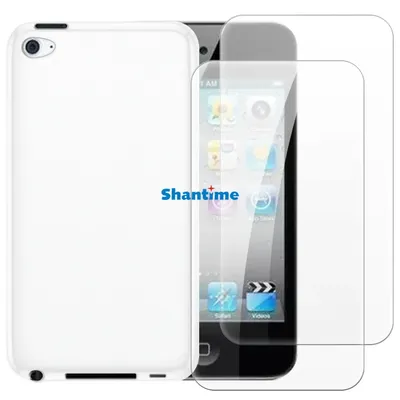 Soft Case + 2 Pack Tempered Glass Screen Protectors for iPod Touch 4 Full-Body Protection,