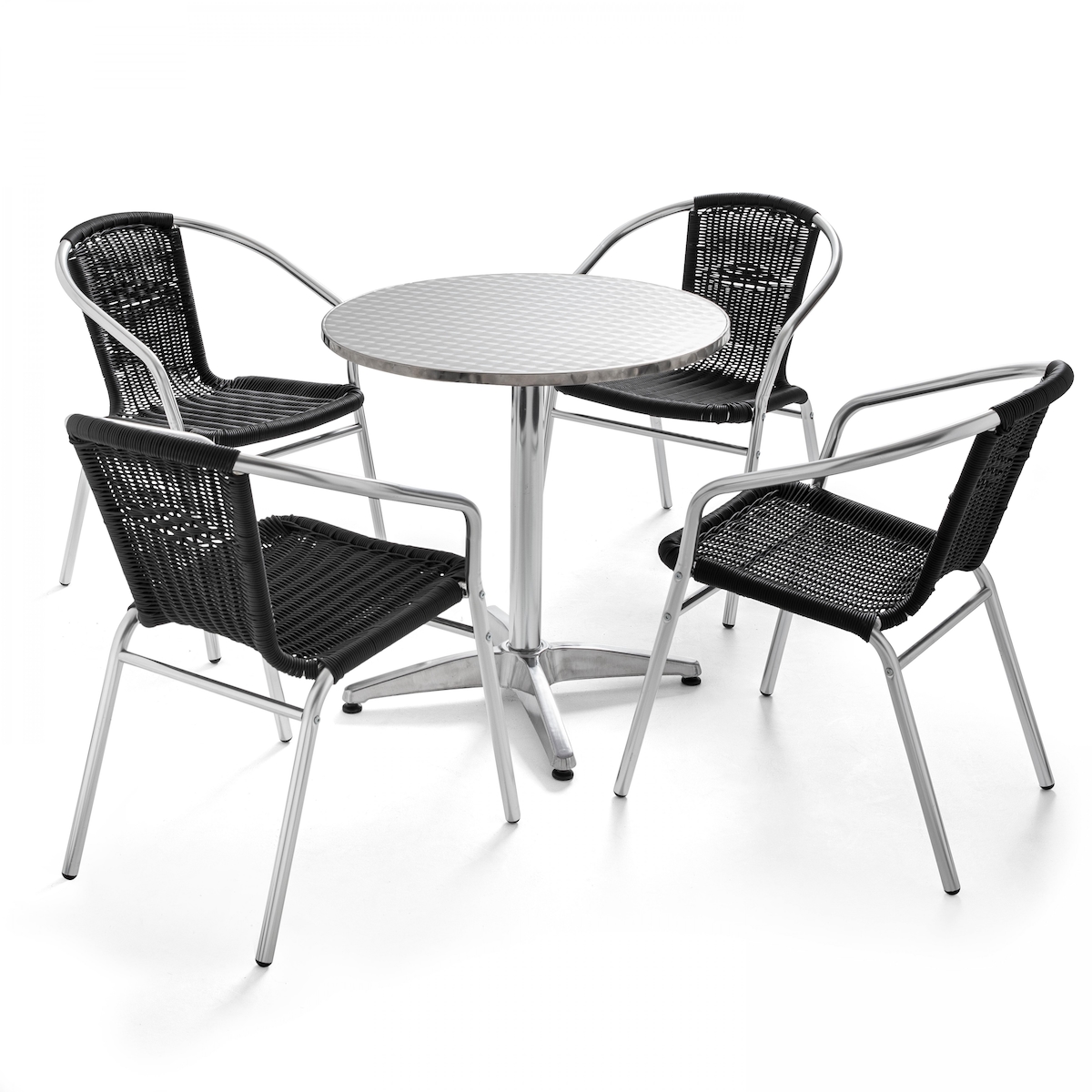 Oviala Business Runder Gartentisch und 4 Sessel aus Aluminium und Harz Image