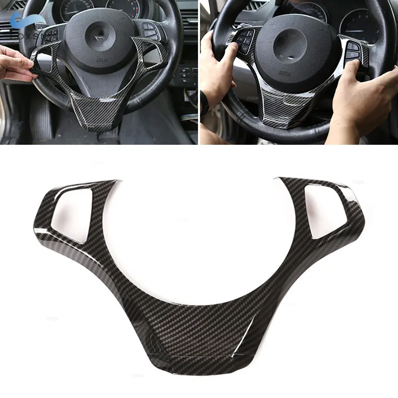 Per BMW X3 E83 2006 2007 2008 2009 ABS Cromo/Fibra di Carbonio Texture Accessori Auto Interni Volante Trim Copertura Decor