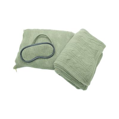 PORTOLANO Cable Knit Travel Throw & Eye Mask Set