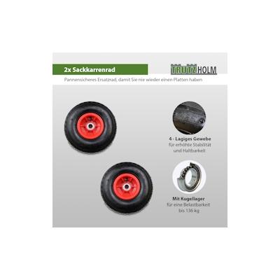 Baumarktplus 2x Sackkarrenrad Luftrad 260 x 85 mm 3.00-4 Bollerwagenrad Ersatzrad, 4PR Image