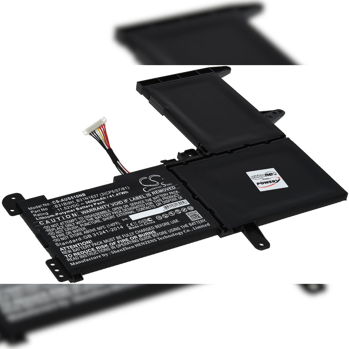 Powery Akku passend für Laptop Asus X510, Vivobook S15, Typ B31N1637 u.a.