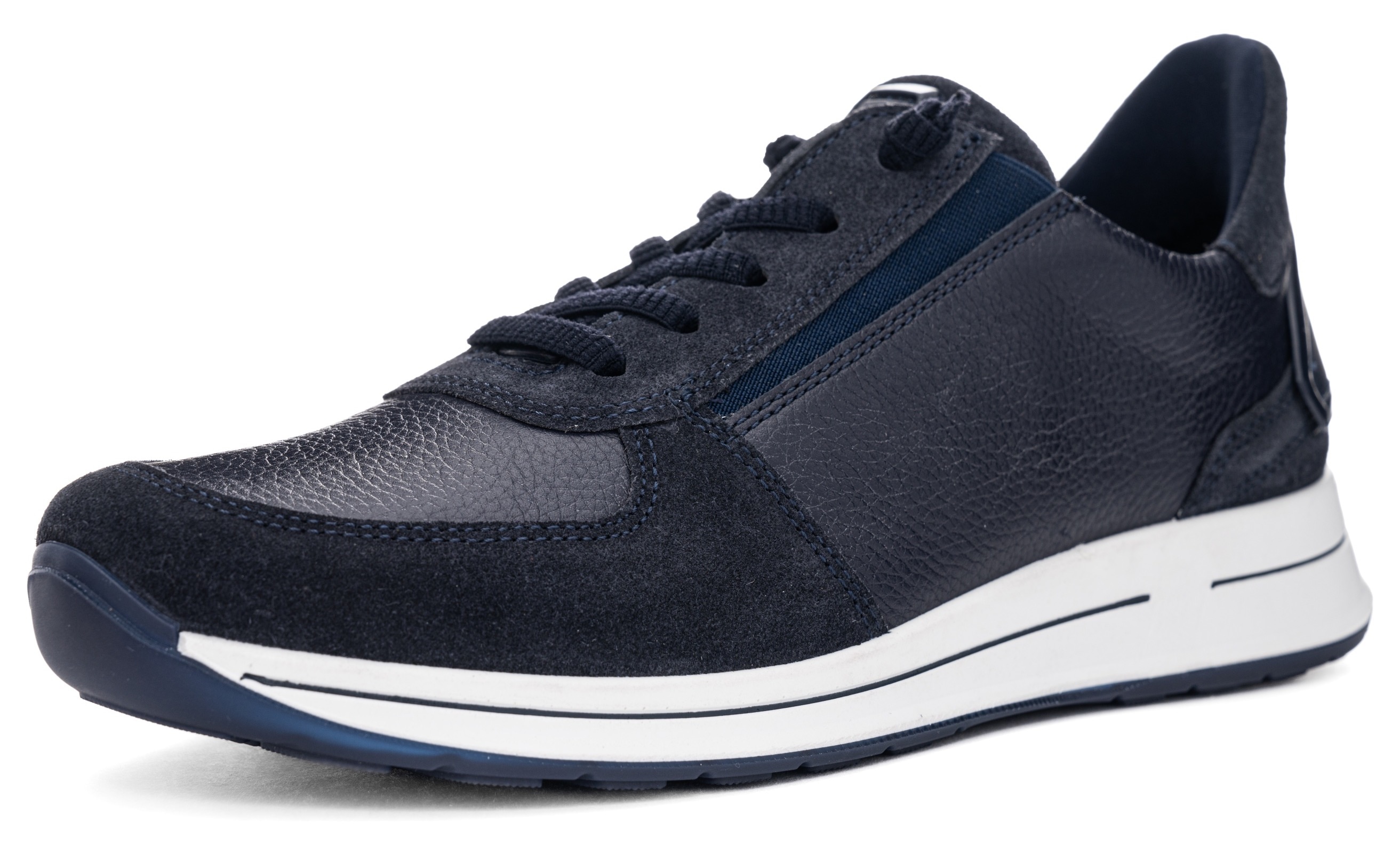 Slip-On Sneaker ARA "OSAKA", Damen, Gr. 6,5, blau (dunkelblau), Glattleder, Veloursleder, unifarben, Schuhe, Keilsneaker, Slipper mit Easy2Go-Einschlupf, H-Weite