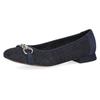 Ballerina CAPRICE, Damen, Gr. 37, blau (dunkelblau kombiniert), Leder, Textil, modisch, Schuhe, Blockabsatz, Bequemschuh, Businessschuh mit Schmuckelement
