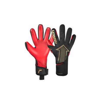 Torwarthandschuhe REUSCH "Fastgrip Gold X GluePrint", Damen, Gr. 11, schwarz (schwarz, rot), 6% Polyurethan, 2% Polyamid, 34% Polyester, 58% Elastodien, mehrfarbig, sportlich, Handschuhe, mit Hybrid Negative Cut