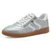 Plateausneaker MARCO TOZZI, Damen, Gr. 37, bunt (silberfarben, weiß), Lederimitat, unifarben mit Farbeinsatz, metallic, sportlich, Schuhe, Freizeitschuh, Halbschuh, Schnürschuh mit Kontrastbesatz