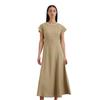 Midikleid MARC O'POLO "aus LENZING™ ECOVERO™", Damen, Gr. 34, Normalgrößen, beige (summer sand), Obermaterial: 83% Viskose, 17% Polyamid; Futter: 100% Nicht verfügbar, unifarben, casual, regular fit wadenlang, Kurzarm, Kleider