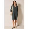 Sommerkleid CECIL, Damen, Gr. M (40), US-Größen, slate khaki, Web, 100% Baumwolle, unifarben, casual, comfort fit kniefrei, V-Ausschnitt, 3/4-Ärmel Bündchen, Kleider, aus 100% Baumwolle