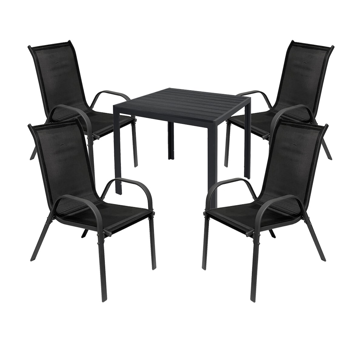 Gartengarnitur Sitzgarnitur 5-tlg. 80x80cm Non-Wood Anthrazit/Schwarz Image