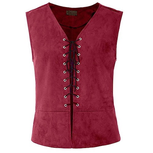 Homme Gilet Gilet en daim Utilisation Soirée Halloween Punk et gothique Renaissance médiévale Automne Hiver Vintage Polyester Spandex Cosplay Couleur unie Rouge vin Noir bleu marine Marron Gilet