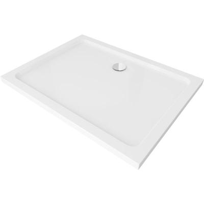 Flat rechteckige Duschwanne slim 110 x 80 cm, Weiß, Siphon Chrom - 40108011 - Mexen Image