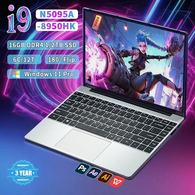 14.1 inch Portable Core i9-10980HK Windows 11 Pro Notebook Computer Laptop HD Screen 12GB RAM 1TB 2TB SSD laptops gamer