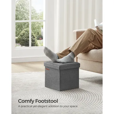 SONGMICS Storage Ottoman, Storage Bench, Footrest, Bed End Stool, for Living Room, Bedroom