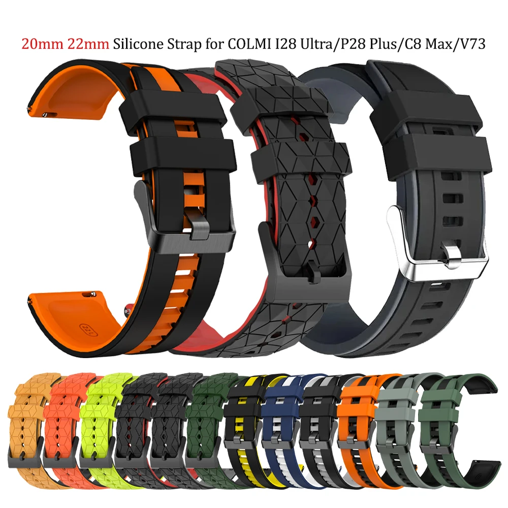 20mm 22mm Silikonarmband für COLMI I28 Ultra/P73/P71/C61/I31/P28 Plus Band für COLMI V73/C8 Max/C81/M42/C81 Armband Ersatz Image