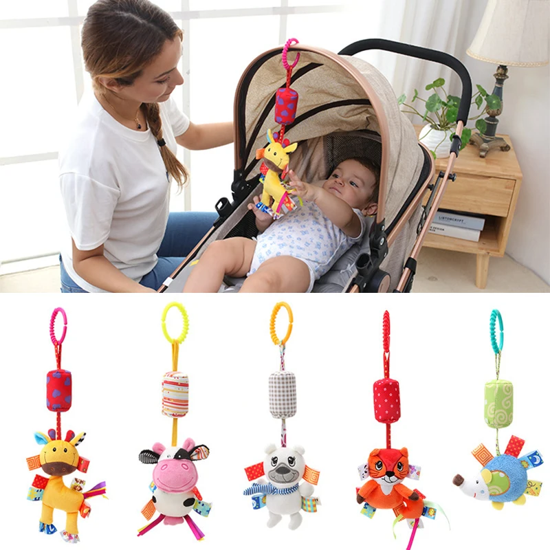 Baby Spielzeug Plüsch Bett Hängen Anhänger Baby Plüsch Niedlichen Cartoon Tier Windspiel Kinderwagen Hängen Beißring Kinderwagen Für Neugeborene Geschenke