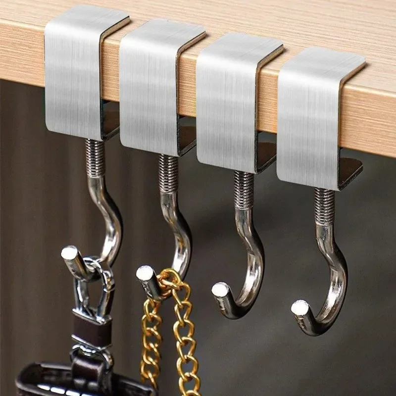 1 Stück/4 Stück/10 Stück 360 ° Drehbarer Tischhaken aus Stahl – abnehmbare Installation, langlebiger, tragender kleiner Haken für den Schreibtisch