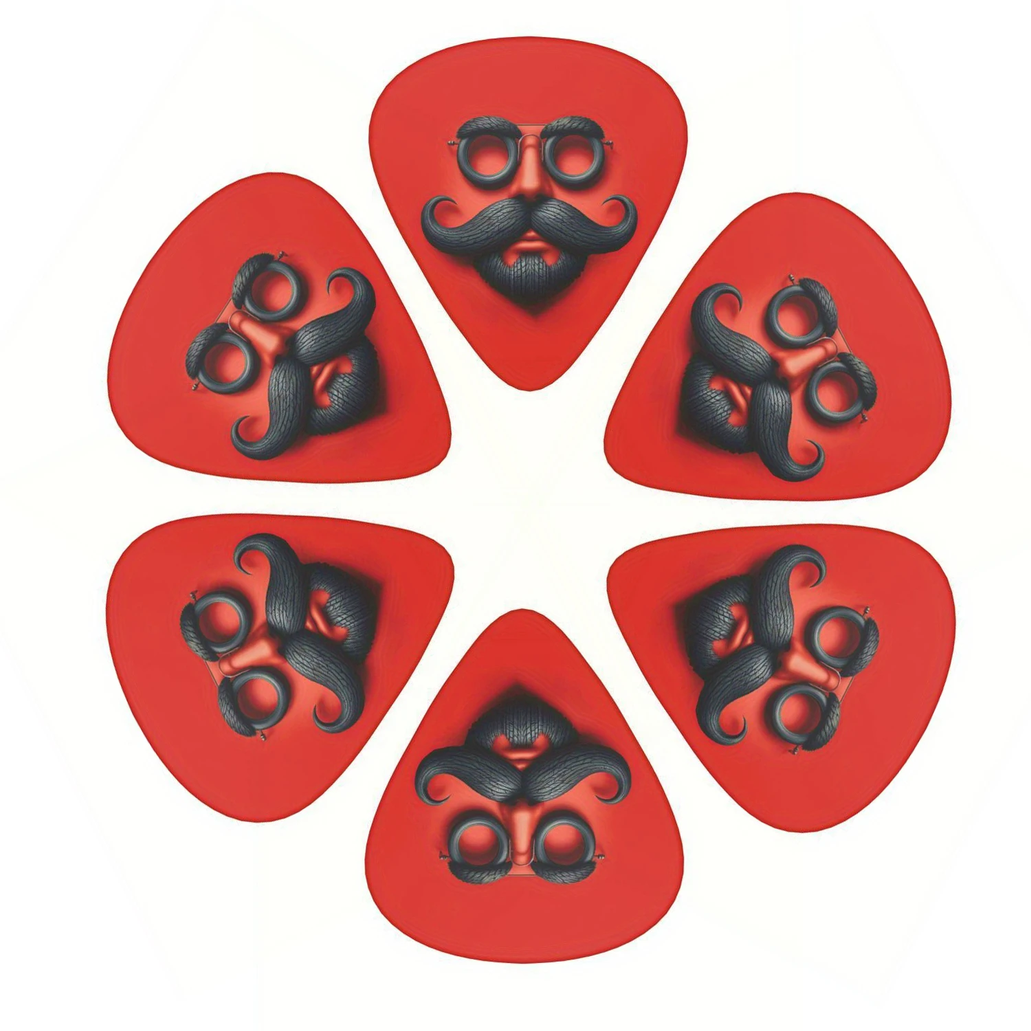 Neues Gitarrenplektrum-Set, 6-teiliges Set – doppelseitige, bunt bedruckte Plektren für Elektro/Bass, langlebiges Gitarrenzubehör, Geschenkset Image