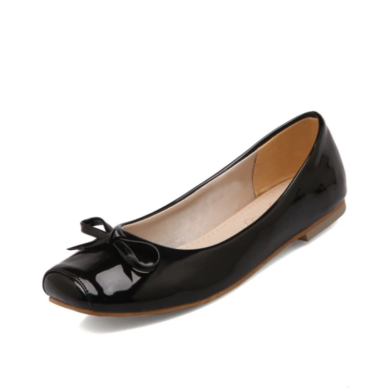 Casual Loafer Schuhe Für Frauen Wohnungen Karree Süße Schwarz Nude Rot Party Walking Büro Ballett Schuhe Weibliche Große Größe 45 50 52