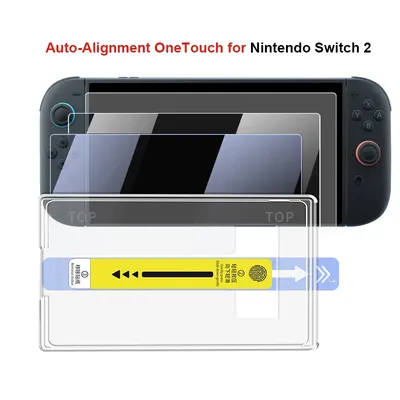1pc Auto-Alignment OneTouch for Nintendo Switch 2 Tempered Glass Screen Protector Gaming Accessories Ultra-Clear/Anti-blue Light