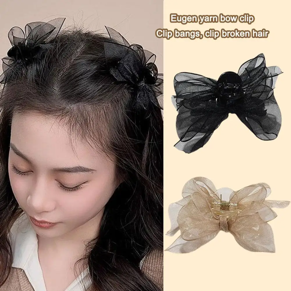 2 stücke Matte Bowknot Mesh Haar Clip Mädchen Kleine Haarnadel Bobby Pin für Mädchen Frauen Süße Spitze Bogen Haarspange headwear Zubehör H6V3 Image