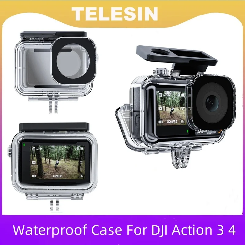 TELESIN 45 m wasserdichtes Gehäuse für DJI OSMO Action 3 4 5 Pro Kamerazubehör Unterwasser-Tauchgehäuse High Definition Cover Image