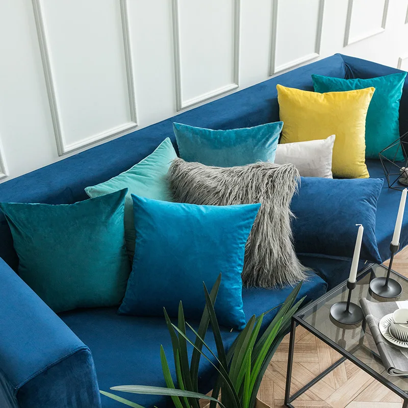 Multi-covlor Velvet Cushion Cover Solid Color Throw Pillow Covers for Living Room Sofa Decorative Pillow Home Decor Pillowcase Image