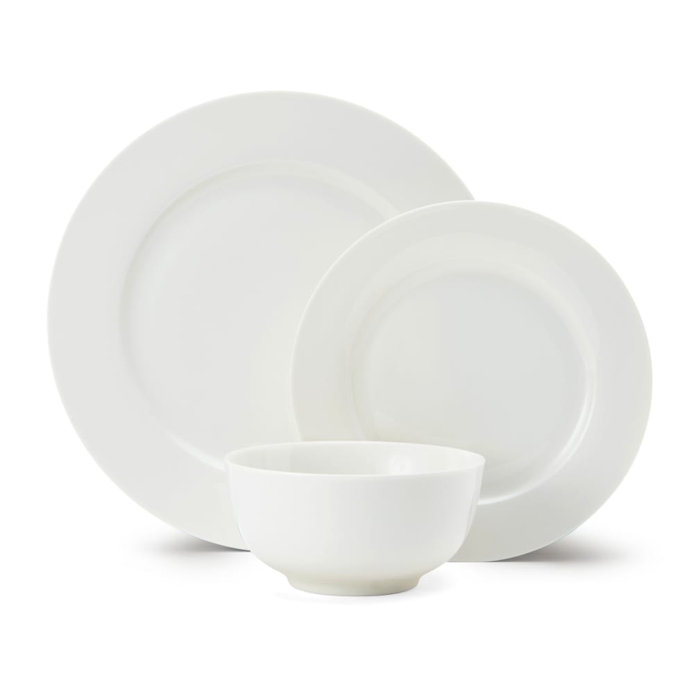 Service de table en porcelaine Egret 12 pièces, blanc