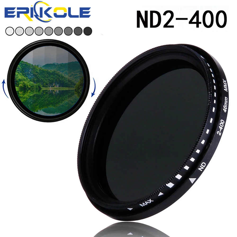 Variabler ND-Filter für Kamera, einstellbarer Neutraldichte-Objektivfilter (ND2-ND400) – 37, 40,5, 43, 46, 49, 52, 58, 62, 67, 72 77 82 mm Image