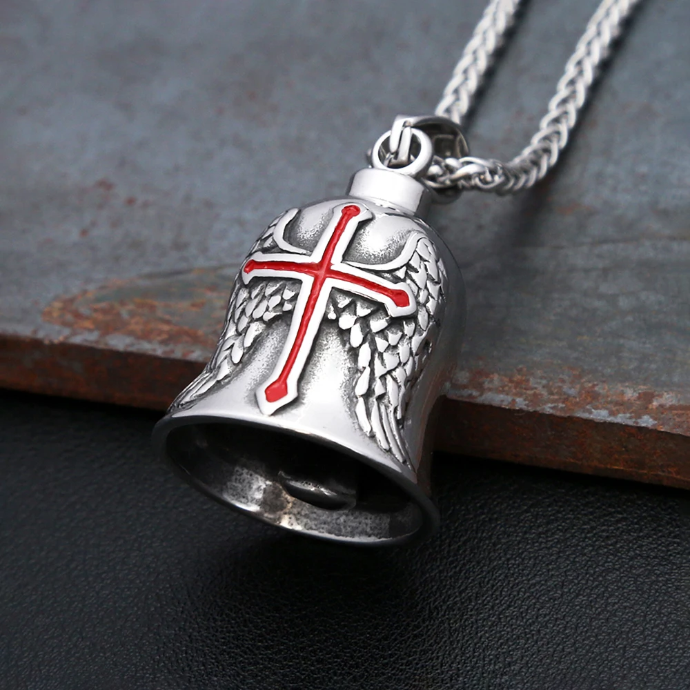 Klassische Vintage Motorrad Glocke Muster Anhänger Halskette männer Edelstahl Mode Charme Reiten Glocke Halskette Amulett Schmuck Image