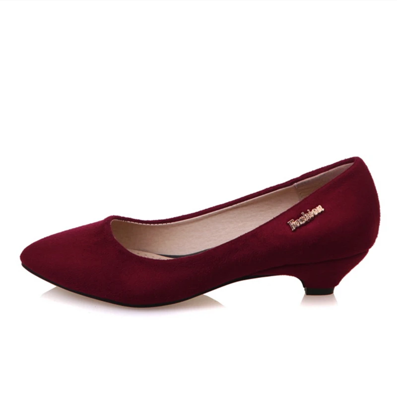Lässige Schuhe mit niedrigem Absatz, Damen-Pumps, modisch, Flock, Rot, Grau, Schwarz, mit Absatz, Party, Büro, Hochzeit, Schuhe, Damen, Größe 48, Komfort