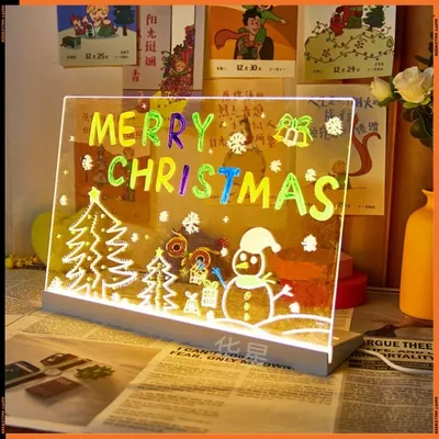 DIY Acrylic LED Luminous Draw Board Toy For Kids Anti Scratch Adjustable Erasable Letter Message