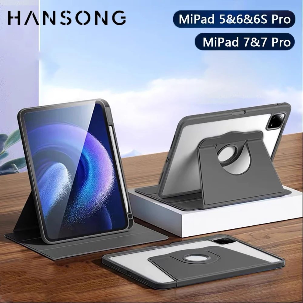 Custodia per Xiaomi Pad 5 6 Pro 11 pollici 6s Pro 12,4 pollici Mi Pad 7 7 Pro 11,2 pollici 360 ° Rotazione per Mi Pad 5 6 Cover protettiva flip in TPU da 11 pollici