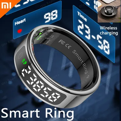 2025 New Display Screen R12 Smart Ring with Touch,Health Monitor, Wireless Charging, 5atm & ip68