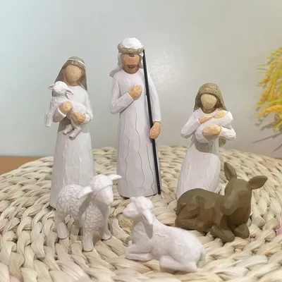 Nativity Figurine 6 Piece Set Nativity Sculpted Hand-Painted Nativity Figures Biblical Magi Holiday