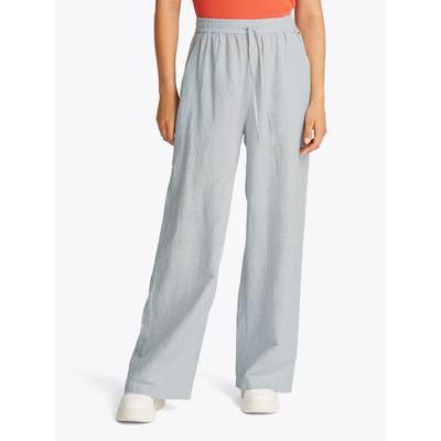 Webhose TOMMY JEANS "TJW LINEN PANT", Damen, Gr. XL (42), N-Gr, blau (colorado blau), Web, Obermaterial: 75% Baumwolle, 25% Leinen, gestreift, casual, normal lang, Hosen, mit Logostickerei Image