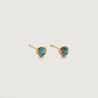 Gold Gemstone Stud Earrings Turquoise