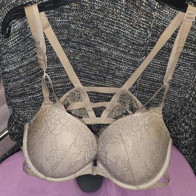 Victoria's Secret Intimates & Sleepwear | Victoria Secret Very Sexy Push Up Padded Racerback Bra 34d | Color: Blue/Cream | Size: Various